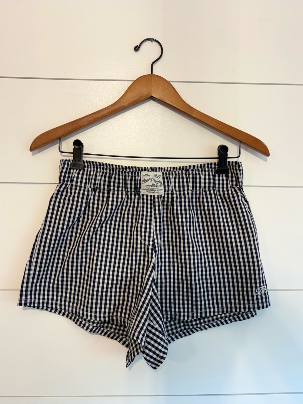 Dairy Boy | Gingham Boxer Shorts in Navy & White